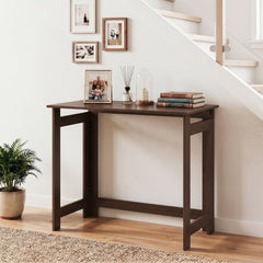 Folding Console Table with Foldable Legs-Brown