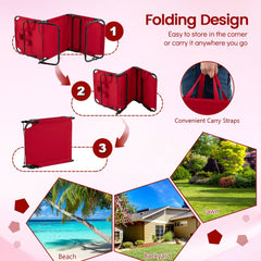 Folding Tanning Lounger with 4 Backrest Positions and Leg Support, Red