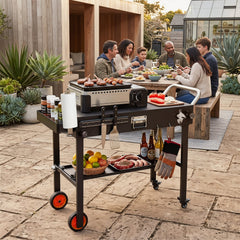Folding Grill Cart for 17 and 22 Inch Griddles with Heat-Resistant Mat