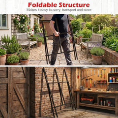 Folding Log Saw Horse with Anti-Slip Sawteeth and Non-Slip Foot Pads Heavy Duty-Black