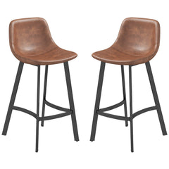 Counter Height Stools Set of 2, Upholstered Kitchen Stool with Back and Steel Legs
