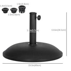 44 lbs Cement Round Umbrella Base Holder 19" Heavy Duty Parasol Stand for Patio, Outdoor, Backyard, Black