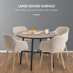 Ø31.5" Dining Room Table, Industrial Style Kitchen Table Round with Steel Legs, Rustic Brown