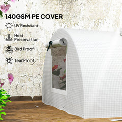 Portable Mini Greenhouse, Tunnel Growing Tent with 5 Mesh Windows and Steel Frame, 7' x 3' x 2', Green