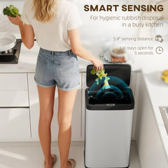 12 Gallon (45 L) Sensor Can, Automatic Garbage Can with Soft-Close Lid, Fingerprint-Proof Stainless Steel, Matte Black
