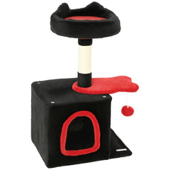 28" Cat Tree Tower with Plush Top Bed, Cozy Condo, Sisal Scratching Post, Perch, Dangling Ball, Beige and Yellow