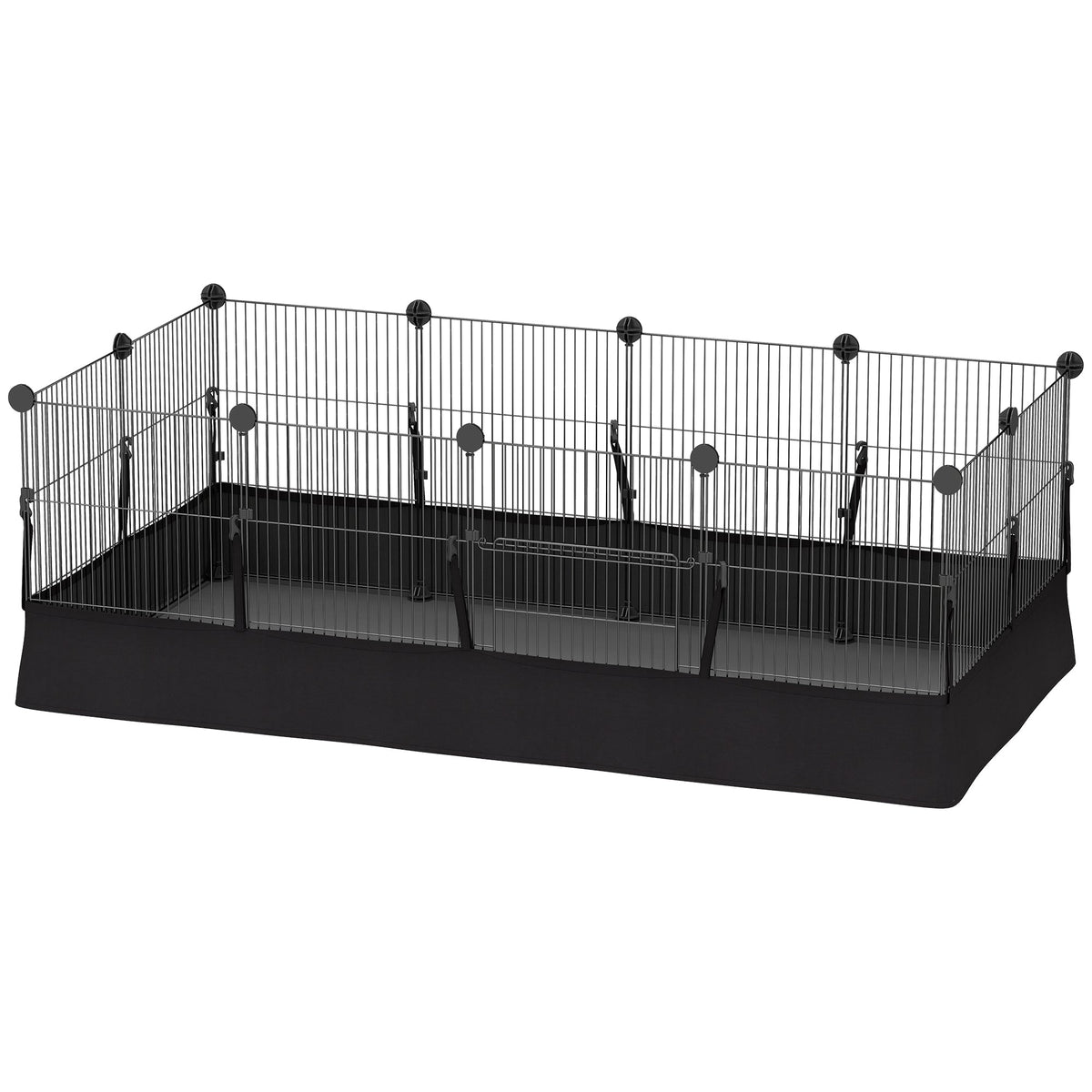 Small Animal Cage Waterproof Mat DIY Animal Playpen for Guinea Pigs Rabbits 12 Panels and Door Black