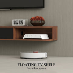 47" Floating TV Stand for TVs up to 50 Inch, Wall Mounted Media Console with Flip Drawer and 2 Open Shelves, Walnut