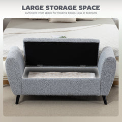 Upholstered Storage Bench with Arms, Modern Ottoman Bench for Bedroom, Entryway, and Living Room, Black