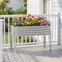 Galvanized Raised Garden Bed with Legs 46 inches x 24 inches x 31 inches Metal Elevated Planter Box-Silver