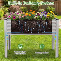 Galvanized Raised Garden Bed with Legs 46 inches x 24 inches x 31 inches Metal Elevated Planter Box-Silver