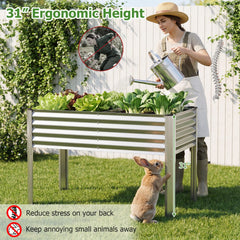 Galvanized Raised Garden Bed with Legs 46 inches x 24 inches x 31 inches Metal Elevated Planter Box-Silver