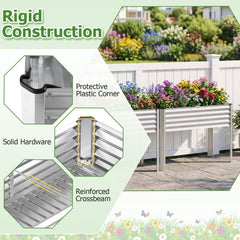 Galvanized Raised Garden Bed with Legs 46 inches x 24 inches x 31 inches Metal Elevated Planter Box-Silver