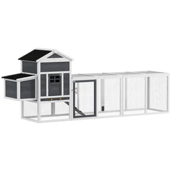 117" Extra Large Chicken Coop with Asphalt Roof, Wooden Hen House with Slide-out Tray, Quail Hutch with Nesting Box, Orange