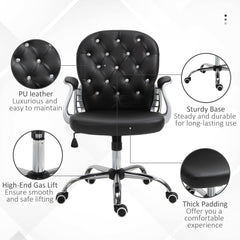 Office Chair, Comfortable Computer Desk Chair with Padded Seat and Adjustable Height, Tufted Back, Black