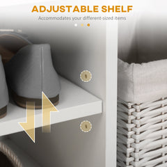 Shoe Bench Entryway Storage Rack with Padded Cushion, Hidden Storage for Hallway, Living Room, Natural