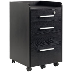 3 Drawer File Cabinet with Lock and Edged Top, Lockable Filing Cabinet on Wheels for Letter and A4 Size, White