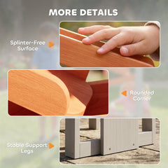 Wooden Sandbox, Kids Sand and Water Table with Waterway Track and Dual Boxes, Sensory Table for Outdoor, Grey