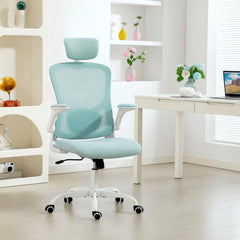 Ergonomic Office Chair, Mesh Desk Chair with Adjustable Headrest, Lumbar Support and Height, Flip-Up Armrests, Black