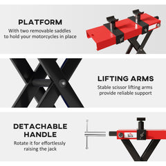 Motorcycle Scissor Lift Jack, 1100 lbs ATV Dirt Bike Stand, 3.7-15.7" Adjustable Height, Red