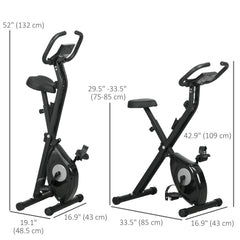 Foldable Exercise Bike Indoor Stationary Bike w/ 8-Level Magnetic Resistance LCD Screen Phone Holder for Home Gym Black