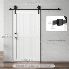 36inx84in Barn Door with 6FT Sliding Door Hardware Kit, Handle, Upgraded Rollers and Floor Guide, Waterproof, White