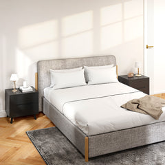 Nightstand, Bedside Table with 2 Drawers, Modern Side End Table with Solid Wood Legs for Bedroom, White