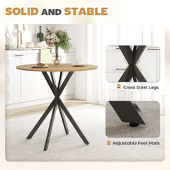 31.5" Industrial Round Dining Table - White Oak