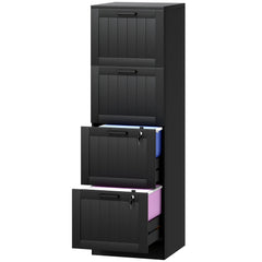 2 Drawer Filing Cabinet with Lock, Office Storage Cabinet with Adjustable Hanging Bars for A4 Letter Size Files, Black