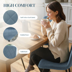 Dining Chairs Set of 4, Upholstered Dining Room Chairs with Steel Legs, Modern Kitchen Chair for Dining Room, Black