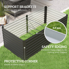 5' x 3' x 2' Raised Garden Bed, Galvanized Planter Box for Growing Flowers, Herbs and Vegetables, Black