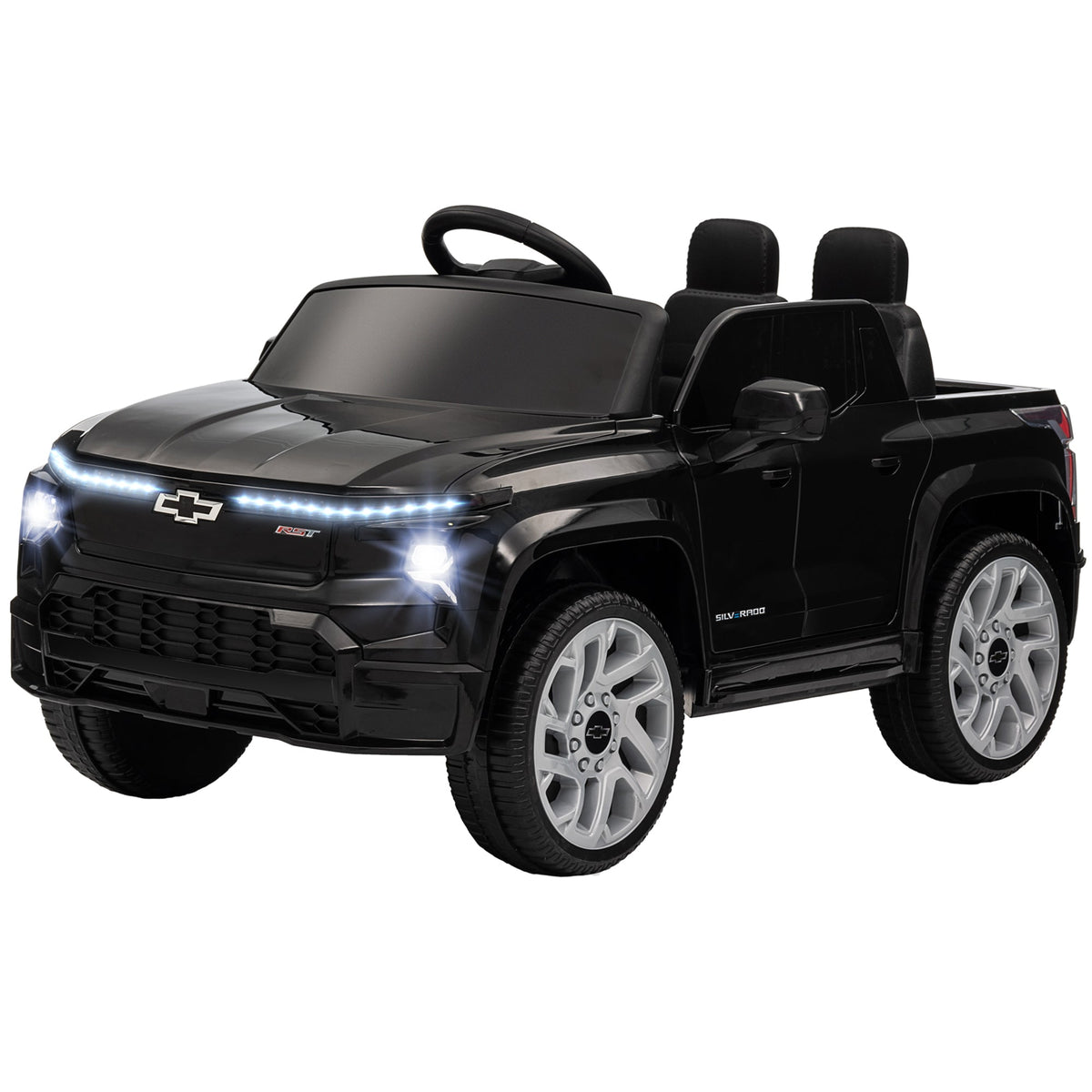 12V CHEVROLET SILVERADO EV RST Licensed Kids Car w/ Remote, Spring Suspension, Soft Start, Training Wheels, Black