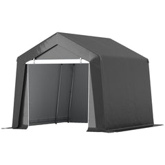 7' x 12' Outdoor Storage Shed Portable Garage with Roll-up Door for Motorcycle, Bike, Garden Tools, Beige