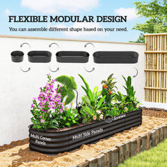 4.9 x 2 x 1ft Galvanized Raised Garden Bed Kit, Metal Planter Box with Safety Edging, Black