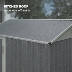 7' x 6' Tall Outdoor Storage Shed, Waterproof Metal Garden Shed with Gloves, Lockable Door, Dark Grey