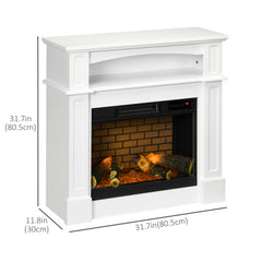Electric Fireplace with Mantel, Freestanding Heater Corner Firebox with Remote Control, 700W/1400W, Brown