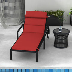 Patio Chaise Lounge Chair Cushion Replacement Sun Lounger Pads with Headrest and Ties, Beige