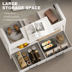 Modern Coffee Table, Lift Top Center Table with Fabric Drawers and Hidden Storage for Living Room, Distressed Black
