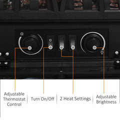 Free Stand Electric Fireplace Stove Heater with Adjustable LED Flame Effect and Front Door, 750W/1500W, Black