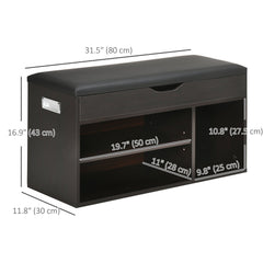 Shoe Bench Entryway Storage Rack with Padded Cushion, Hidden Storage for Hallway, Living Room, Natural