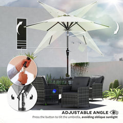 Patio Sun Umbrella, Outdoor Parasol with 6 Ribs, Khaki