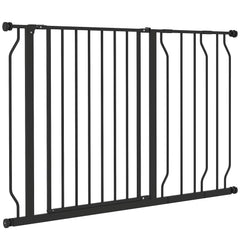 30"- 45" Easy Install Pet Gate w/ Door & Double Locking System, Extra Wide Dog Gate for Stairs, Hallways, White