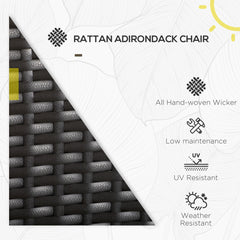 Patio Wicker Adirondack Chair, Outdoor Rattan Muskoka Chair with Cushions for Patio, Garden, Backyard, Cream