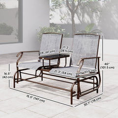 Patio Glider Rocking Chair 2 Person Outdoor Loveseat Rocker Garden Furniture Bench, Grey