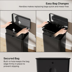 Garbage Bin, Soft-Close Trash Can with Foot Pedal, 5 Gallon (20 L) Garbage Can with Removable Inner Bucket, Matte Black