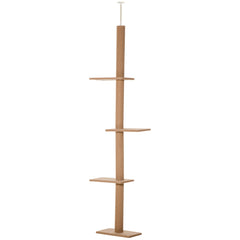 100" Floor To Ceiling Cat Tree w/ 3 Perches Activity Center for Kittens Cat Tower Furniture, Light Brown