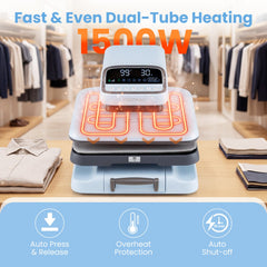Heat Press Machine with Auto Release for T Shirts-Blue