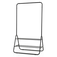 Heavy Duty Clothes Rack with Hanging Rod and Storage Shelves-Black