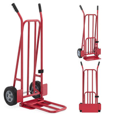 Heavy Duty Hand Truck Dolly with Dual Foldable Nose Plates-Red