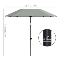 7.6FT Aluminum Patio Umbrella Parasol 8 Ribs Outdoor Market Umbrella with Crank, Push Button Tilt for Deck, Backyard and Lawn, Sky Blue
